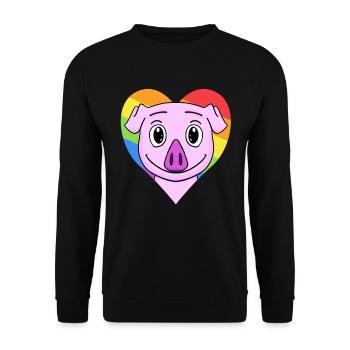 Schwein Lgbt Regenbogen Farben - Unisex Pullover - Schwarz - Vorne - Alina (178cm) & Michal (187cm)