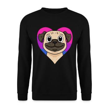 Bisexuell Mops Hund Geschenk - Unisex Pullover - Schwarz - Vorne - Alina (178cm) & Michal (187cm)