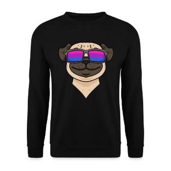 Bisexuell Mops Hund Geschenk - Unisex Pullover - Schwarz - Vorne - Alina (178cm) & Michal (187cm)