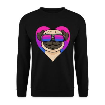 Bisexuell Mops Hund Geschenk - Unisex Pullover - Schwarz - Vorne - Alina (178cm) & Michal (187cm)
