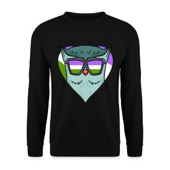 Hibou genderqueer - Sweat-shirt Unisexe - noir - Devant - Alina (178cm) & Michal (187cm)