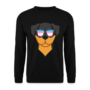 Transgender Transsexuell Rottweiler Hund Geschenk - Unisex Pullover - Schwarz - Vorne - Alina (178cm) & Michal (187cm)