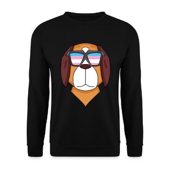 Transgender Transsexuell Bernhardiner Hund Geschen - Unisex Pullover - Schwarz - Vorne - Alina (178cm) & Michal (187cm)