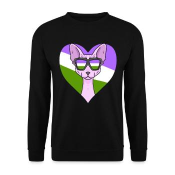 Genderqueer Lgbt Chat Sphynx - Sweat-shirt Unisexe - noir - Devant - Alina (178cm) & Michal (187cm)