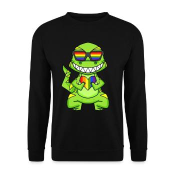 LGBT Animal Dinosaur Rainbow Heart - Unisex Sweatshirt - black - Front - Alina (178cm) & Michal (187cm)