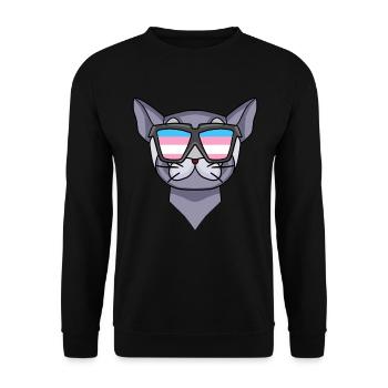 Transgender Transsexuell Britisch Kurzhaar Katze - Unisex Pullover - Schwarz - Vorne - Alina (178cm) & Michal (187cm)