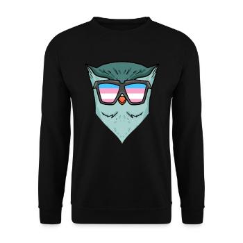 Transgender Transsexuell Eule Geschenk - Unisex Pullover - Schwarz - Vorne - Alina (178cm) & Michal (187cm)