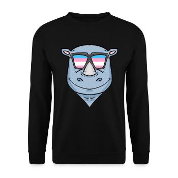 Transgender Transsexuell Nashorn Geschenk - Unisex Pullover - Schwarz - Vorne - Alina (178cm) & Michal (187cm)
