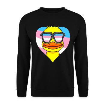 Transgender Transsexuell Ente Geschenk - Unisex Pullover - Schwarz - Vorne - Alina (178cm) & Michal (187cm)