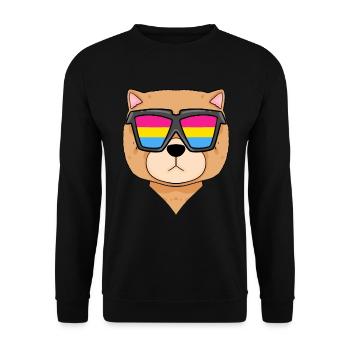 Pansexual Chow Chow Dog - Dog with Glasses - Unisex Sweatshirt - black - Front - Alina (178cm) & Michal (187cm)