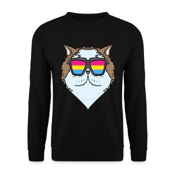 Pansexuell Perserkatze - Katze mit Brille - Unisex Pullover - Schwarz - Vorne - Alina (178cm) & Michal (187cm)