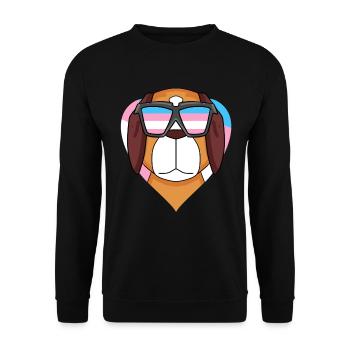 Transgender Transsexuell Bernhardiner Hund - Unisex Pullover - Schwarz - Vorne - Alina (178cm) & Michal (187cm)