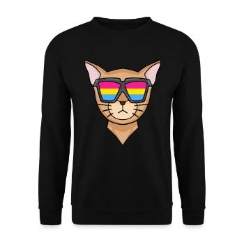 Chat pansexuel abyssin - Chat avec lunettes - Sweat-shirt Unisexe - noir - Devant - Alina (178cm) & Michal (187cm)