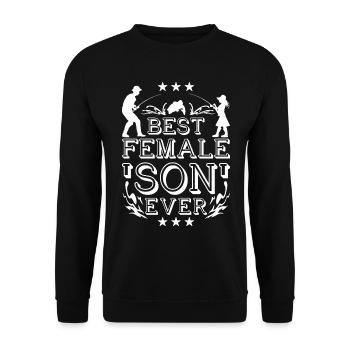 Angeln Sohn Ersatz - Unisex Pullover - Schwarz - Vorne - Alina (178cm) & Michal (187cm)