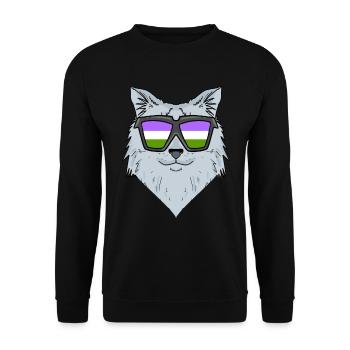 Genderqueer Chat Lgbt Chat Sibérien - Sweat-shirt Unisexe - noir - Devant - Alina (178cm) & Michal (187cm)