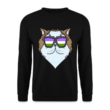 Genderqueer Lgbt Katze Perserkatze - Unisex Pullover - Schwarz - Vorne - Alina (178cm) & Michal (187cm)