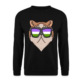 Genderqueer Lgbt Cat Exotic Shorthair Cat - Sweat-shirt Unisexe - noir - Devant - Alina (178cm) & Michal (187cm)