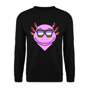 Genderqueer Axolotl - Sweat-shirt Unisexe - noir - Devant - Alina (178cm) & Michal (187cm)