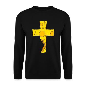 Cross symbol cheese - Unisex Sweatshirt - black - Front - Alina (178cm) & Michal (187cm)