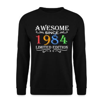 1984 - Jahrgang 1984 - Unisex Pullover - Schwarz - Vorne - Alina (178cm) & Michal (187cm)