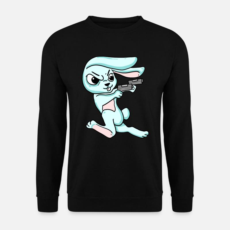 Hase mit Pistole - Unisex Pullover - Schwarz