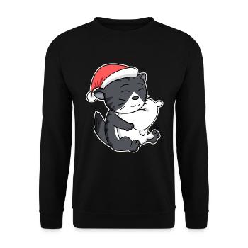 Chat de forêt norvégien Chat Noël endormi - Sweat-shirt Unisexe - noir - Devant - Alina (178cm) & Michal (187cm)