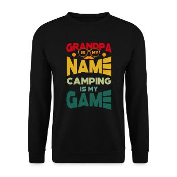 Grandpa Is My Name Camping Is My Game - Unisex Sweatshirt - black - Front - Alina (178cm) & Michal (187cm)