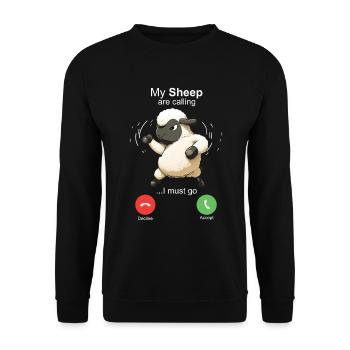 My Sheep are Calling - Unisex Sweatshirt - black - Front - Alina (178cm) & Michal (187cm)