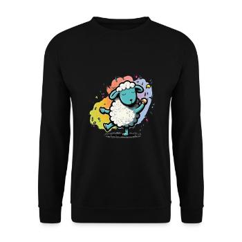 Lustige Bunte Schafe - Unisex Pullover - Schwarz - Vorne - Alina (178cm) & Michal (187cm)