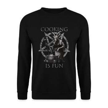 Cooking is Fun Goth - Unisex Sweatshirt - black - Front - Alina (178cm) & Michal (187cm)