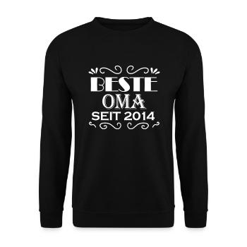 Beste Oma seit 2014 - Geschenk für die beste Oma - Unisex Pullover - Schwarz - Vorne - Alina (178cm) & Michal (187cm)