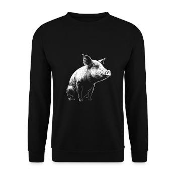 Pig Stencil White and Black - Unisex Sweatshirt - black - Front - Alina (178cm) & Michal (187cm)