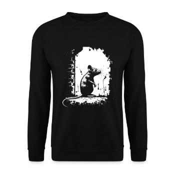 Rat Stencil Art White and Black - Unisex Sweatshirt - black - Front - Alina (178cm) & Michal (187cm)