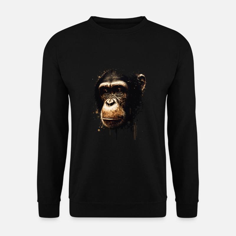 Chimpanzee Monkey Portrait - Unisex Sweatshirt - black