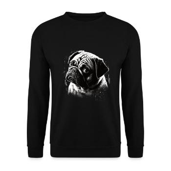 Mops-schablonen-design Weiß Und Schwarz - Unisex Pullover - Schwarz - Vorne - Alina (178cm) & Michal (187cm)