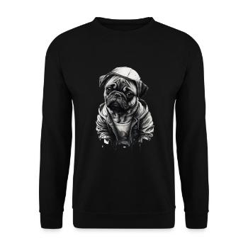 Mops-schablonen-design Weiß Und Schwarz - Unisex Pullover - Schwarz - Vorne - Alina (178cm) & Michal (187cm)