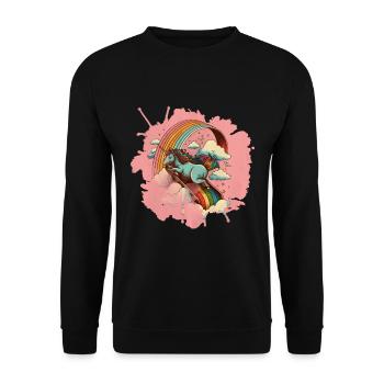 Unicorn slides down a rainbow slide - Unisex Sweatshirt - black - Front - Alina (178cm) & Michal (187cm)