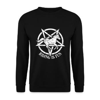 Satanic Occult Satan Riding is fun - Unisex Sweatshirt - black - Front - Alina (178cm) & Michal (187cm)