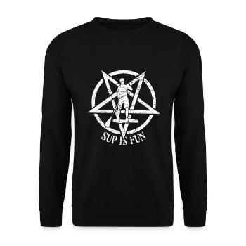 Satanic Occult Satan Pagan Baphomet SUP is fun - Unisex Sweatshirt - black - Front - Alina (178cm) & Michal (187cm)