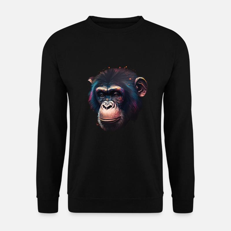 Schimpansen Affe Porträt - Unisex Pullover - Schwarz