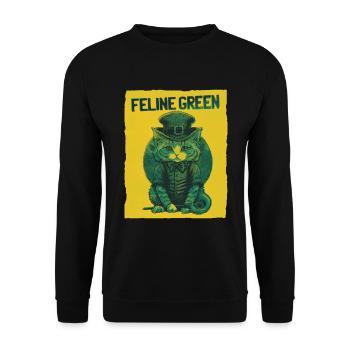Feline Green St. Patty Day - Unisex Sweatshirt - black - Front - Alina (178cm) & Michal (187cm)