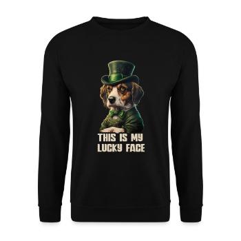 This is my Lucky Face Beagle Dog St. Patty - Unisex Pullover - Schwarz - Vorne - Alina (178cm) & Michal (187cm)