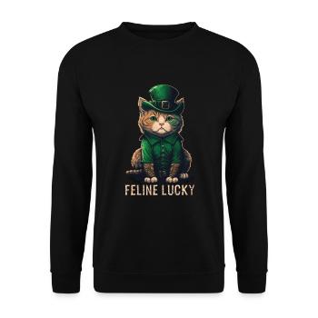 Feline Lucky St. Patty Day - Unisex Sweatshirt - black - Front - Alina (178cm) & Michal (187cm)