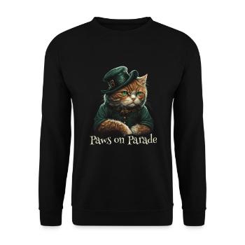 Paws on Parade Cat St. Patty Day - Unisex Sweatshirt - black - Front - Alina (178cm) & Michal (187cm)