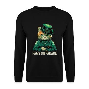 Paws on Parade Cat St. Patty Day - Unisex Sweatshirt - black - Front - Alina (178cm) & Michal (187cm)
