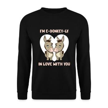 I'm e-donkey-ly in love with you Valeintine's Day - Unisex Sweatshirt - black - Front - Alina (178cm) & Michal (187cm)