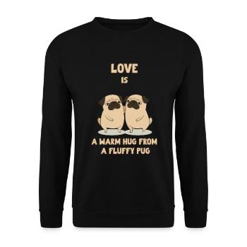 L’amour est un câlin chaleureux d’un carlin moelleux - Sweat-shirt Unisexe - noir - Devant - Alina (178cm) & Michal (187cm)