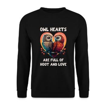 Owl Hearts are Foll of Hoot & Love Valentine's Day - Unisex Sweatshirt - black - Front - Alina (178cm) & Michal (187cm)