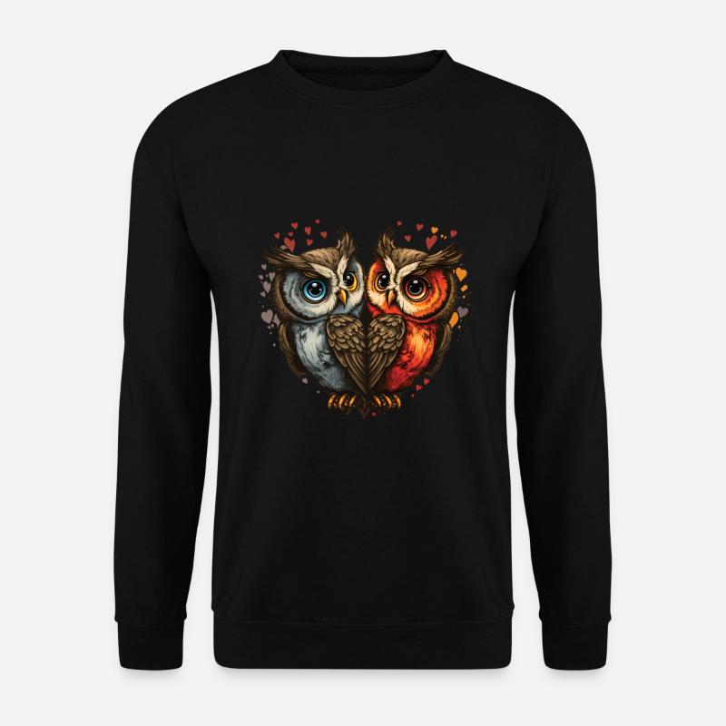 Owl Heart Valentine's Day - Unisex Pullover - Schwarz