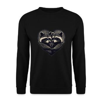 Raccoon Heart Valentine's Day - Unisex Sweatshirt - black - Front - Alina (178cm) & Michal (187cm)